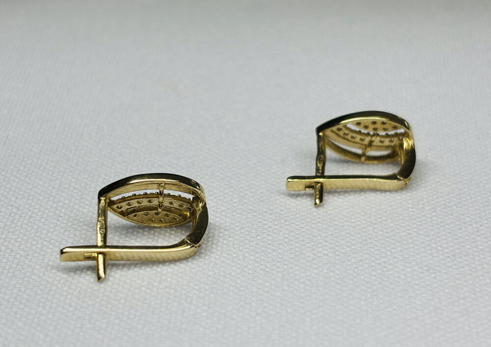 Elegáns 14 karátos arany fülbevaló fehér cirkónia kövekkel - Image 2