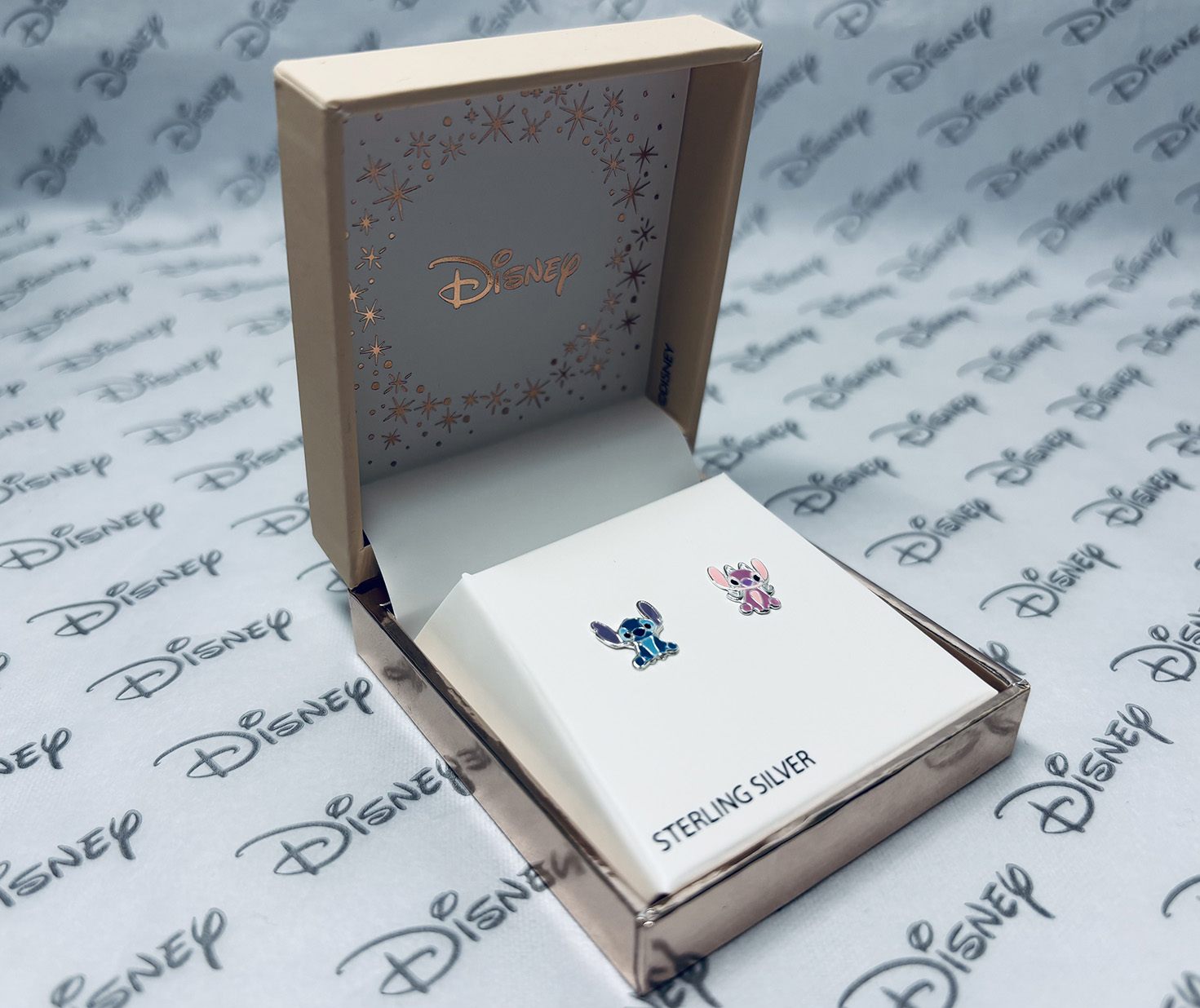 Disney ezüst fülbevaló – Stitch és Angel páros