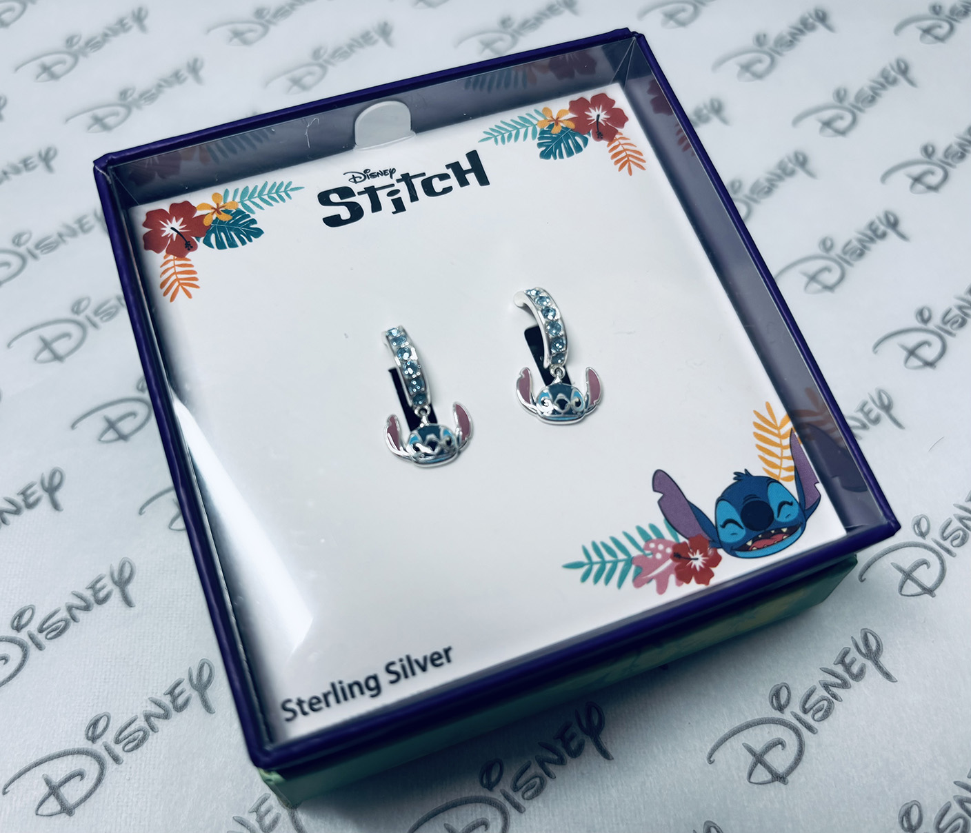 Disney ezüst fülbevaló – Stitch köves csillogással