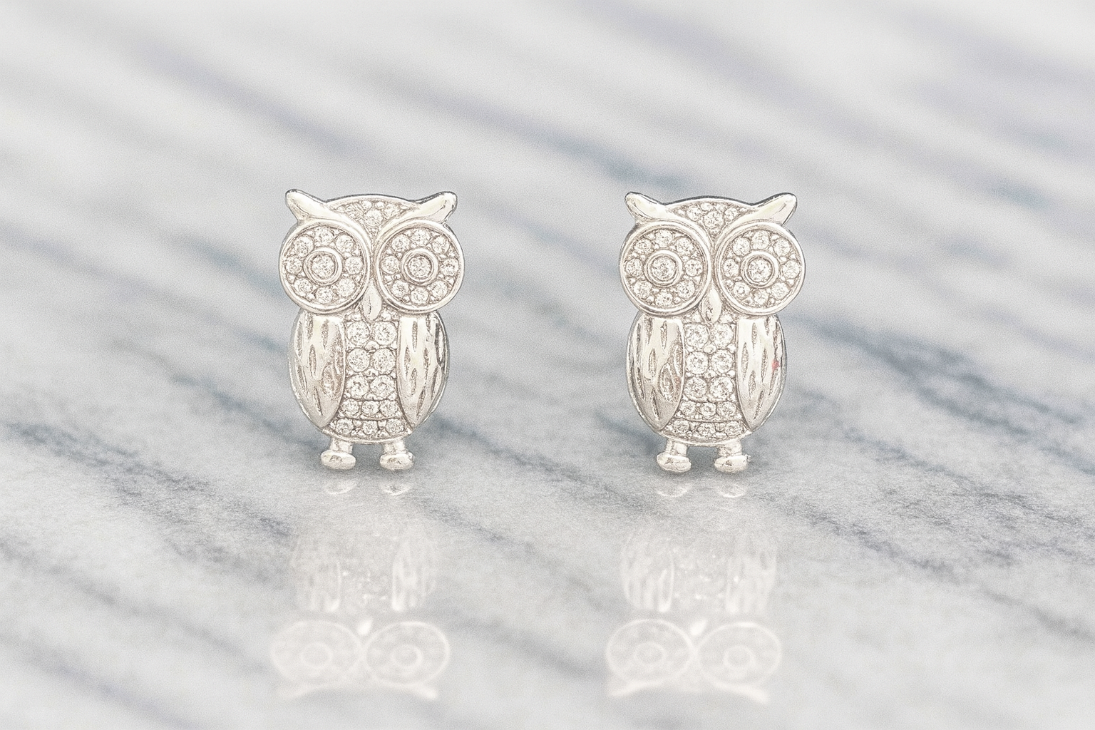 Bagoly ezüst fülbevaló
