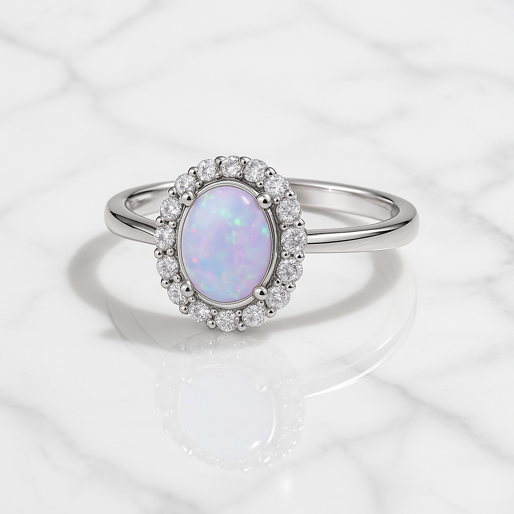Fehér opál hatású ezüst gyűrű – finom ragyogás, nőies elegancia