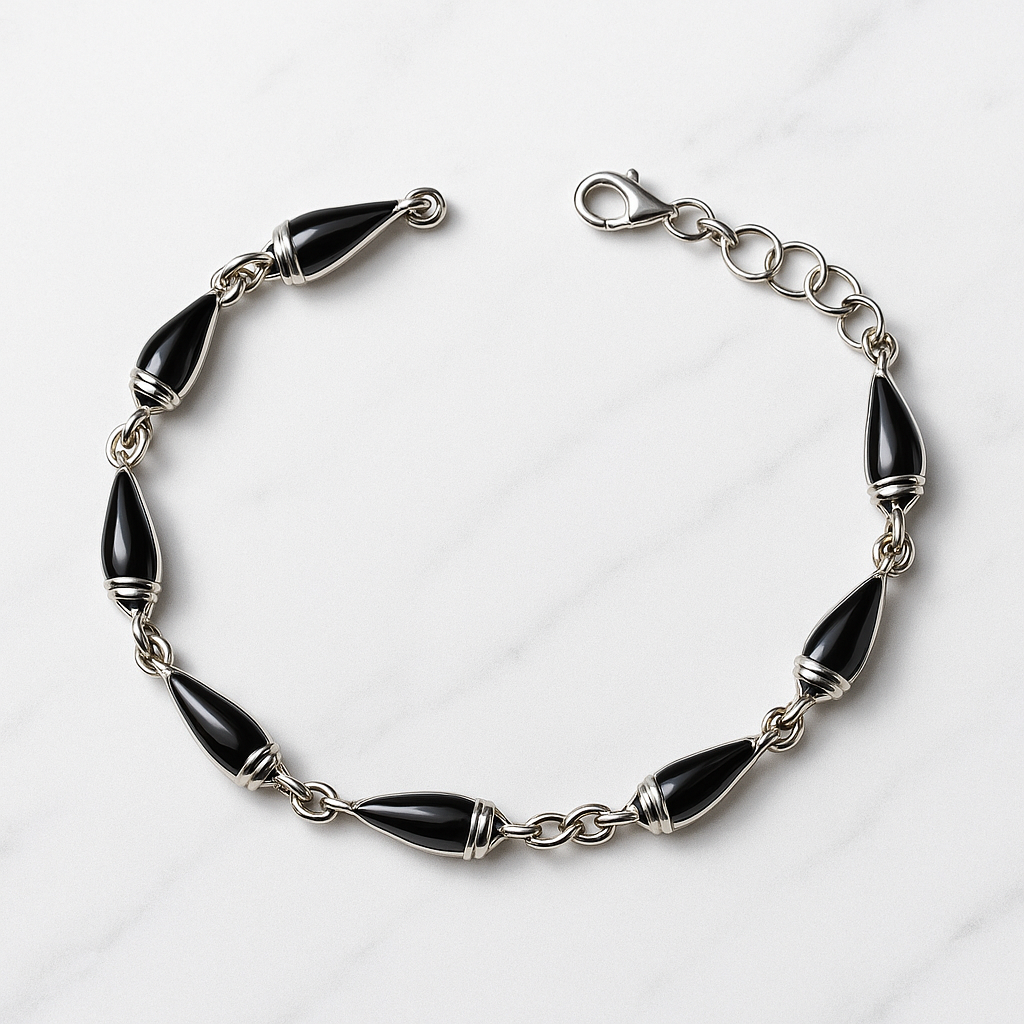 Valódi hematit köves ezüst karkötő