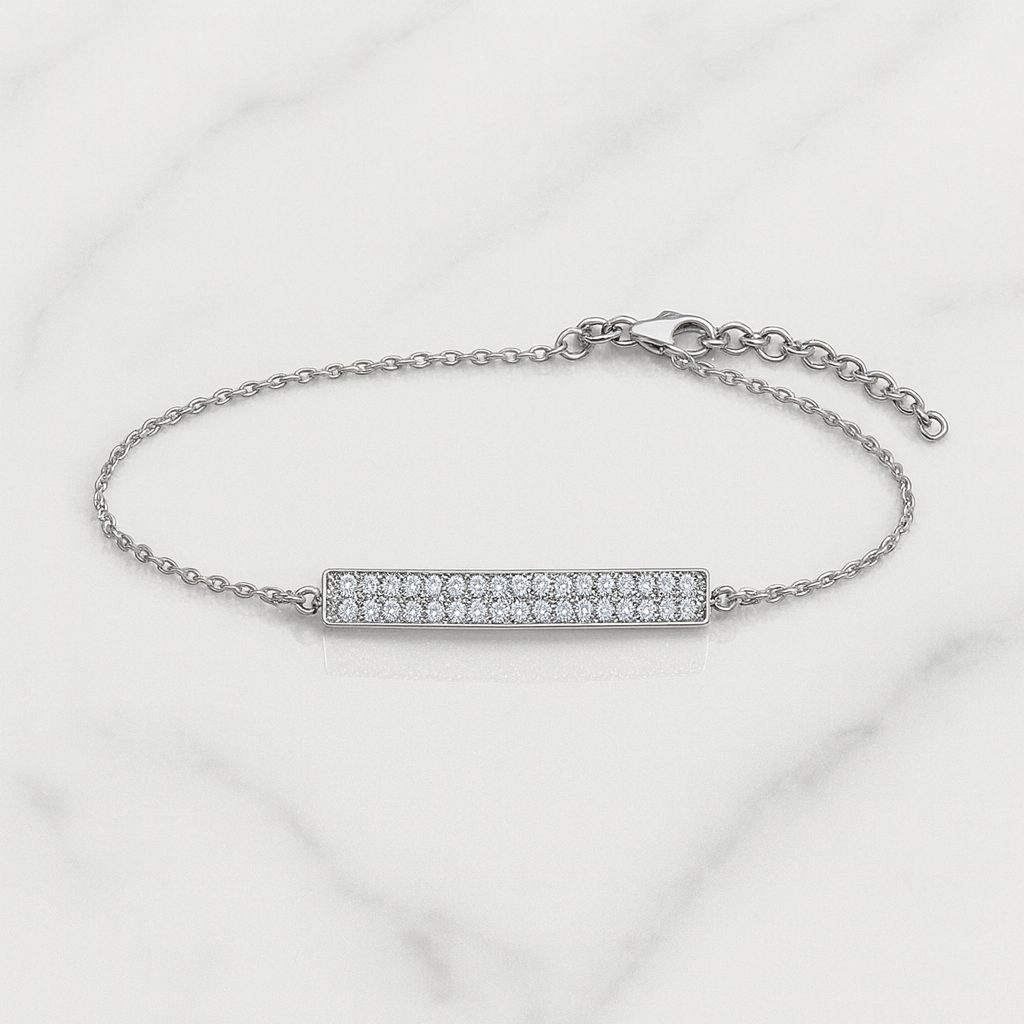 Hosszú köves betétes ezüst karkötő