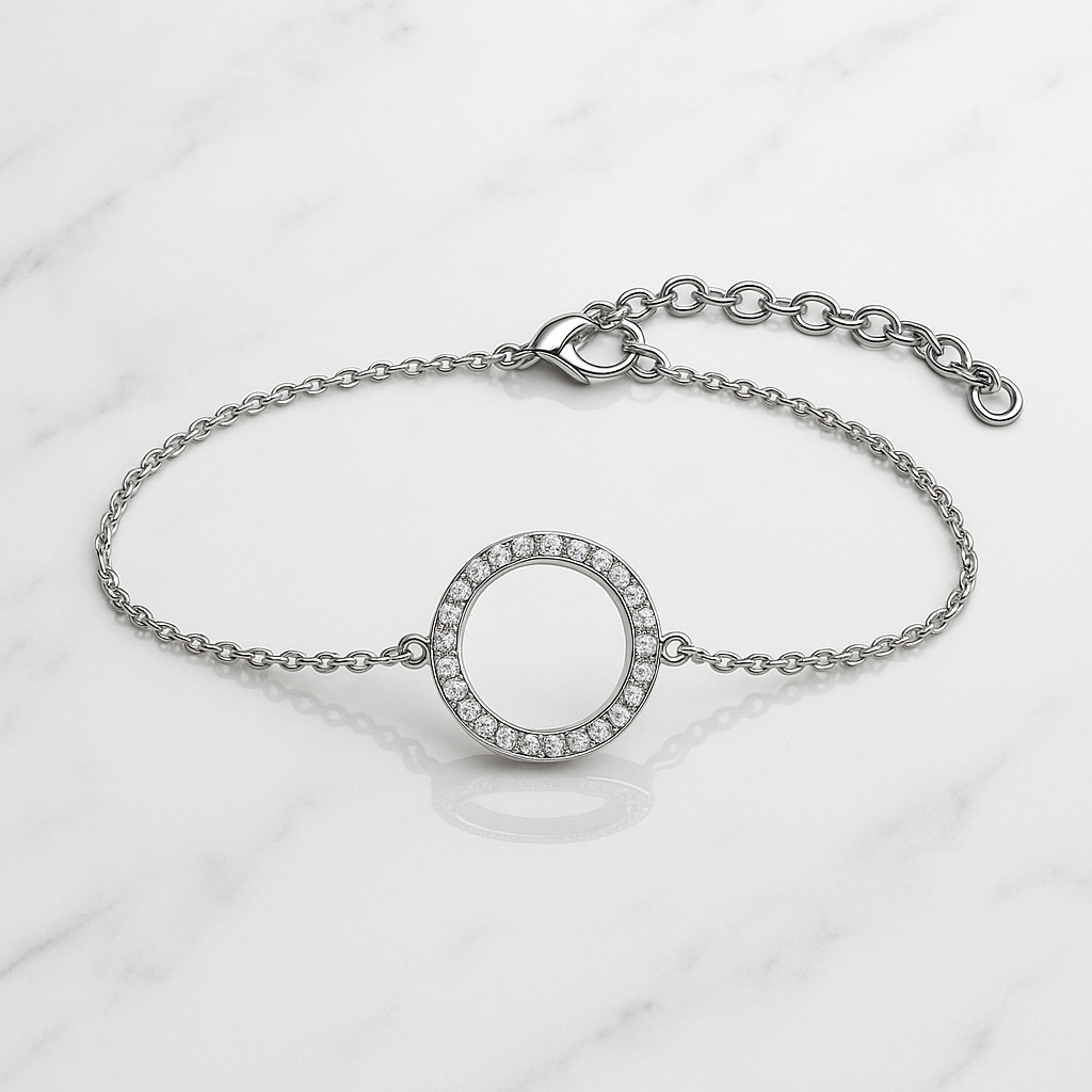 Kör alakú cirkóniás ezüst karkötő