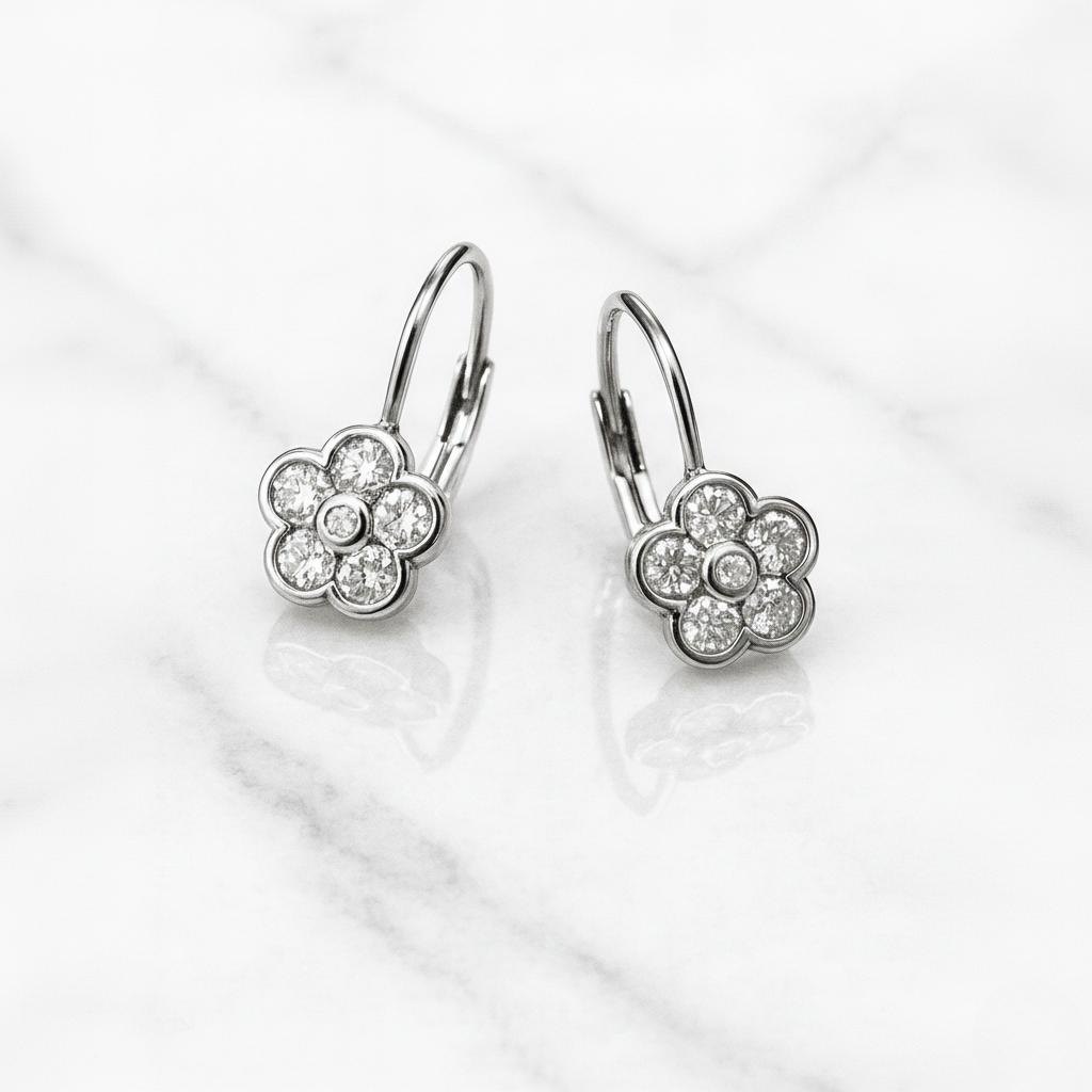 Virágos ezüst fülbevaló