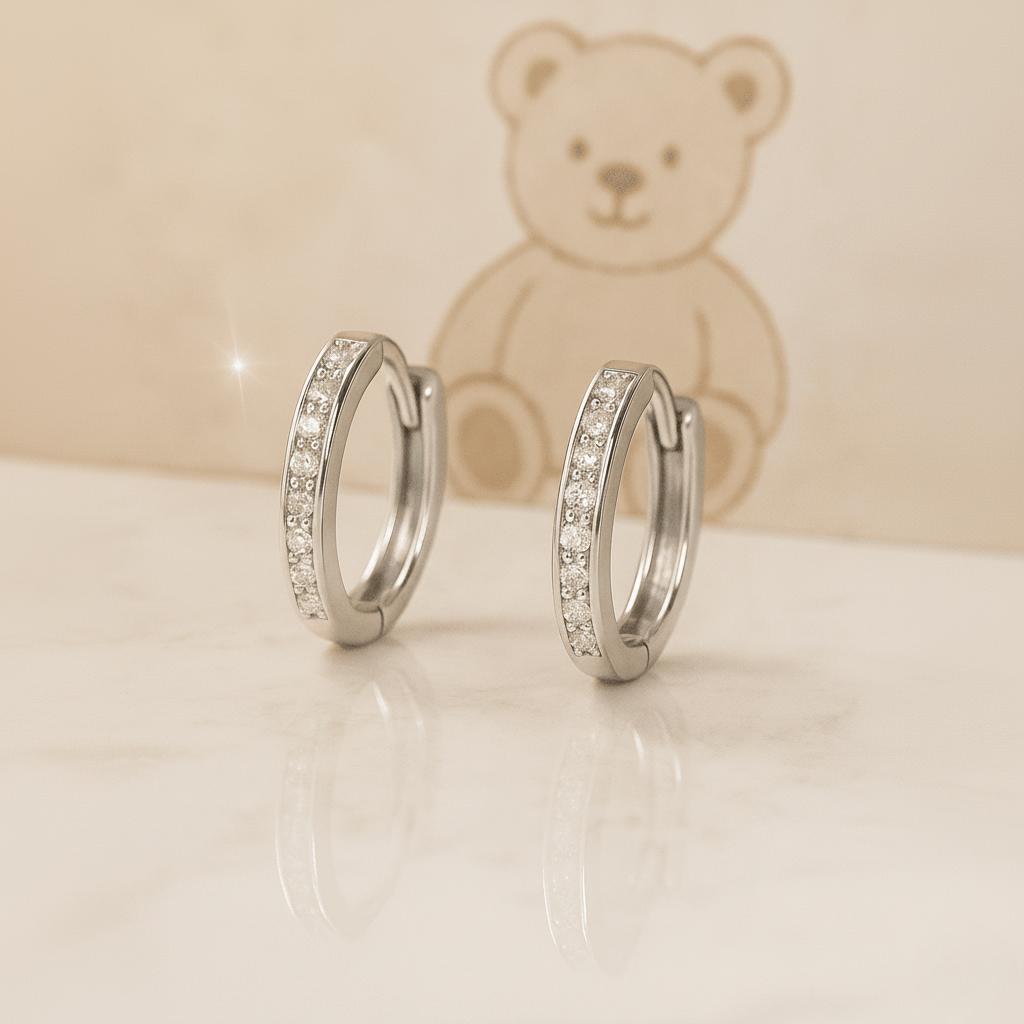 -Fehér cirkónia köves ezüst karika fülbevaló